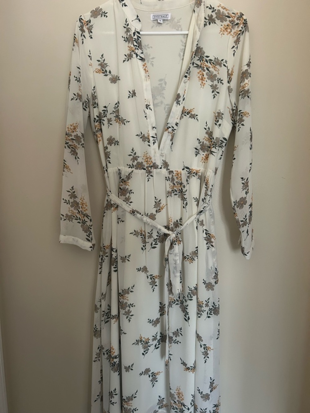 Sweet Salt Floral Maxi Dress in Ivory with Belt
